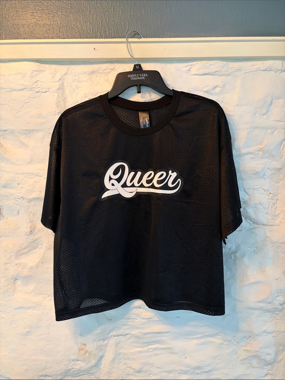 The Phluid Project Black Mesh 'Queer' Short-Sleeve Jersey Tee